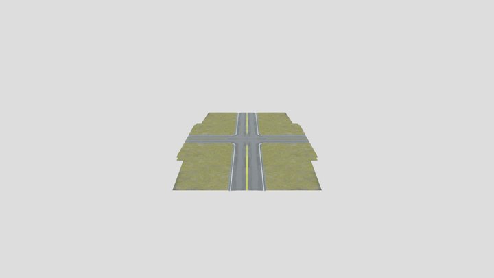 Wet_intersection_-_american_road 3D Model