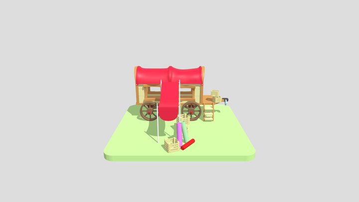 Merchant. shopping cart. Shopping House 3D Model