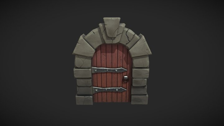 Stylized Old-castle Door 3D Model