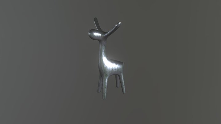 Stylized Deer Statue 3D Model