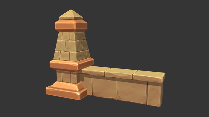 Stylized Egyptian Wall 3D Model