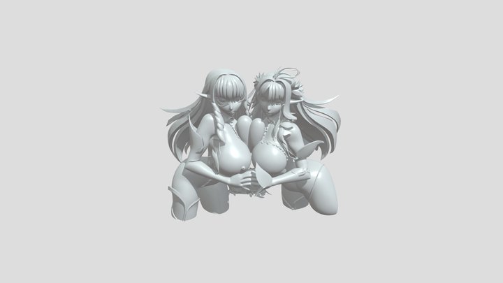 Two elf characters embracing 3D Model