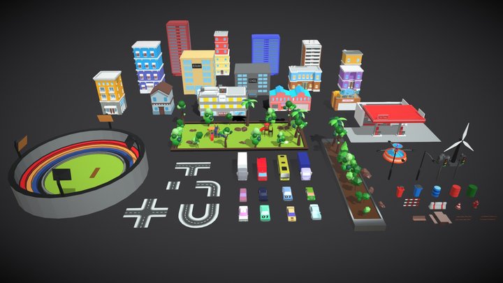 Lowpoly City Environments Asset 3D Model