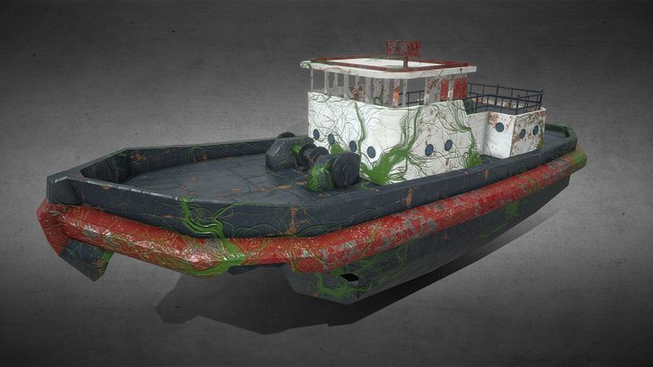Tug Boat Wreck 3D Model