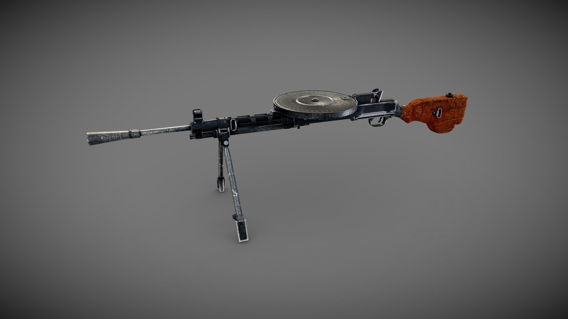 DP28 Light Machine Gun Low-poly PBR — Sketchfab embed 3D viewer