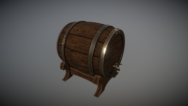 Small Wine Barrel 3D Model