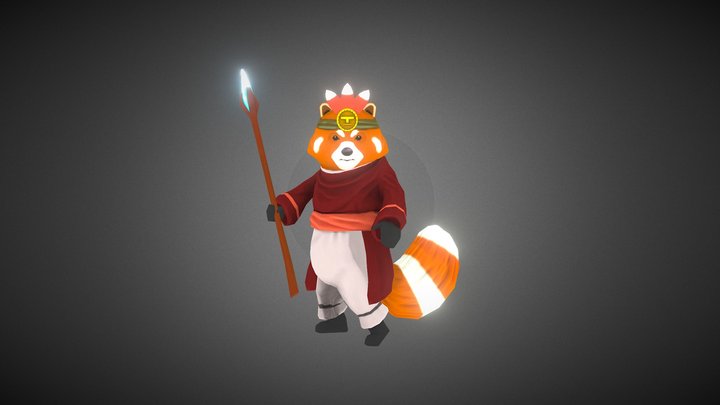 Wizard Red Panda 3D Model