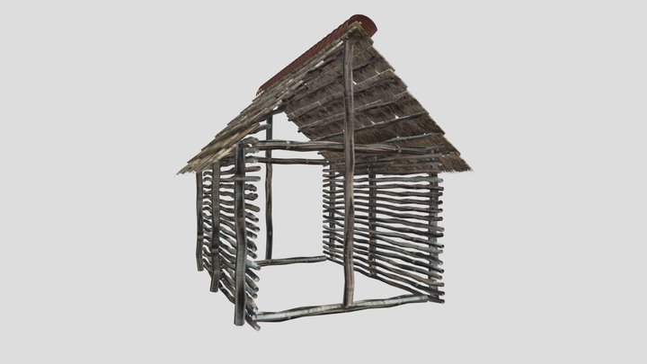 Primitive Hut 1A (Barn) 3D Model
