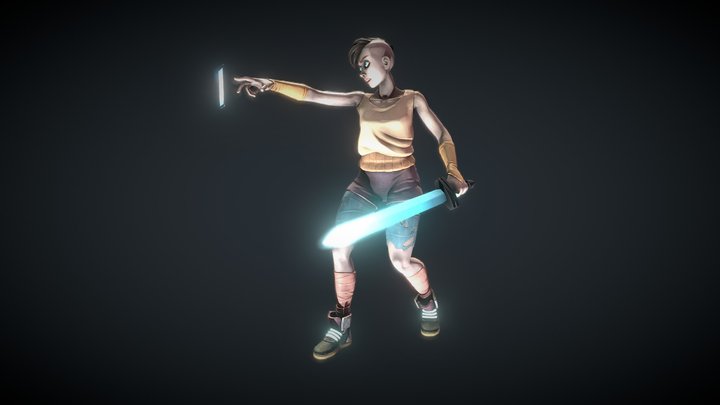 Techno Warrior Girl 3D Model