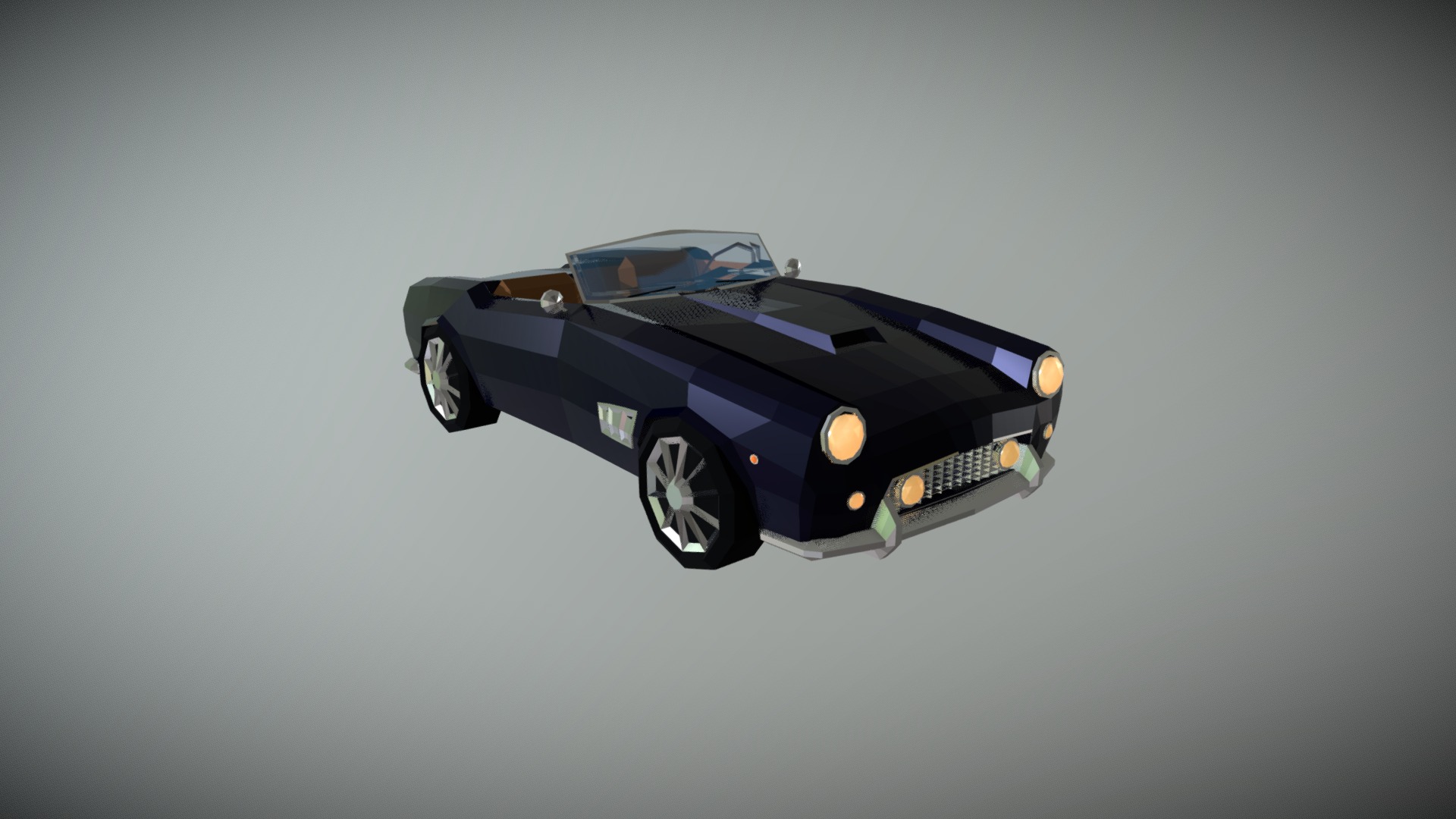 3D model Low Poly Roadster - This is a 3D model of the Low Poly Roadster. The 3D model is about a black and blue sports car.