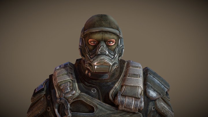 Bulletstorm - Final Echo Masked Cyborg Soldier 3D Model