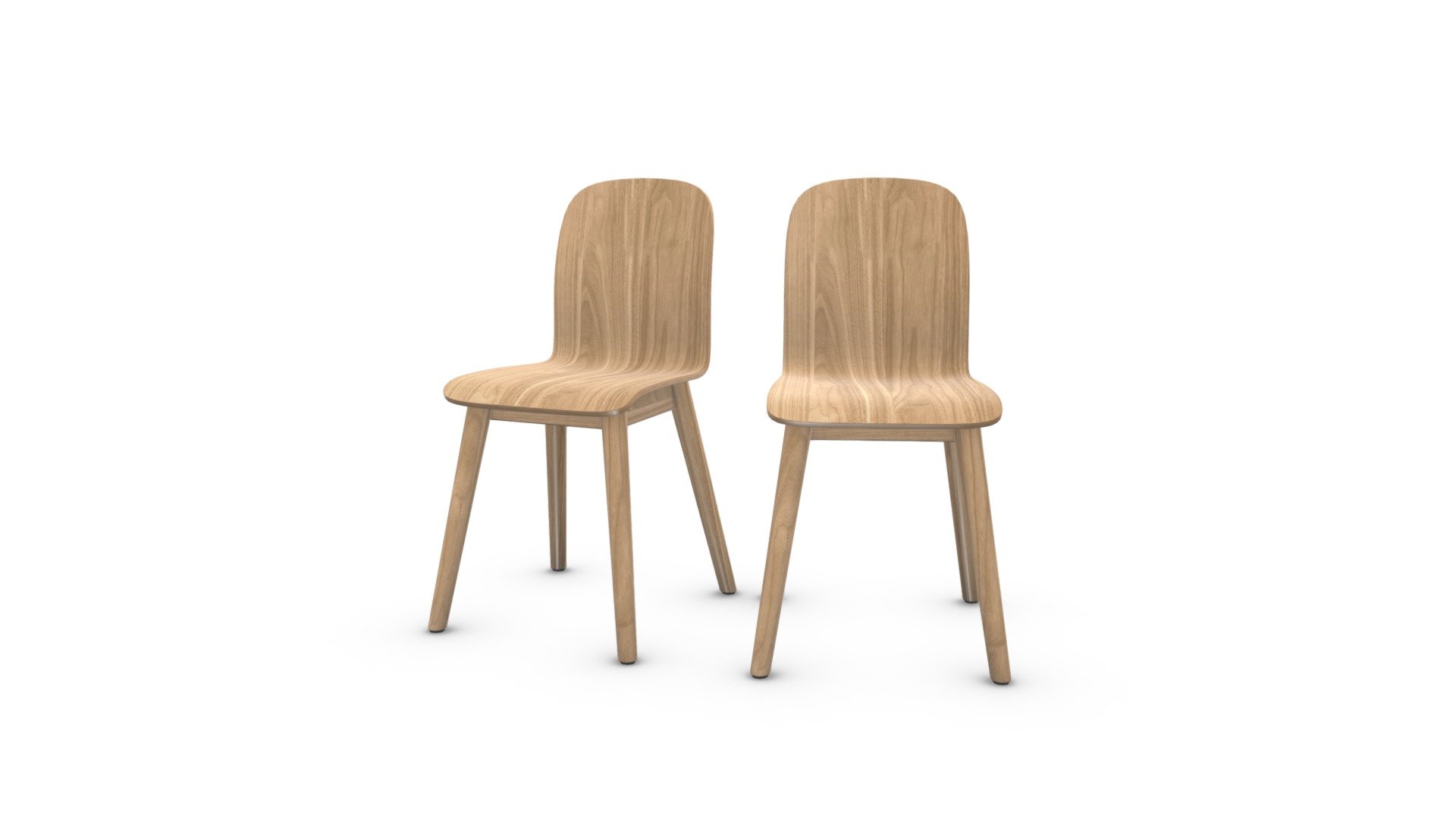 Set of 2 Universal Dining Chairs, Oak