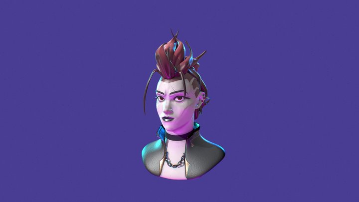 Punk Girl in the Wayfinder Style 3D Model
