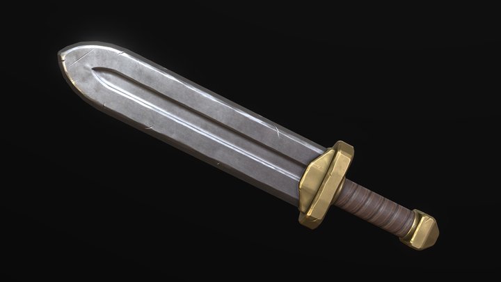 Low Poly Fantasy Stylized Sword 2 3D Model