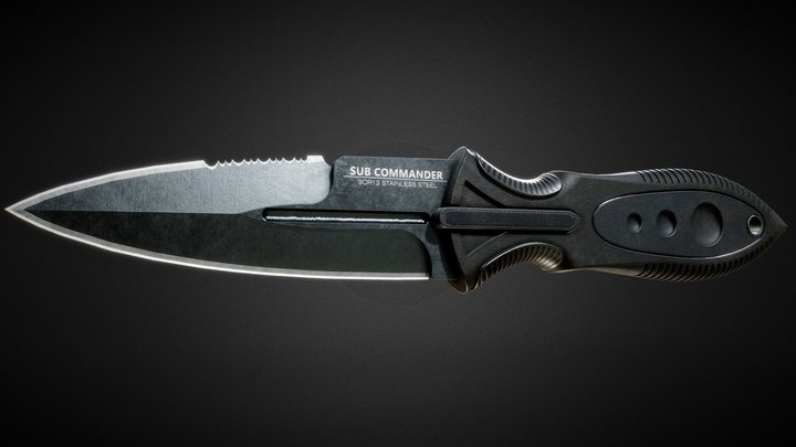 Sub Commander Tactical Combat Knife 3D Model