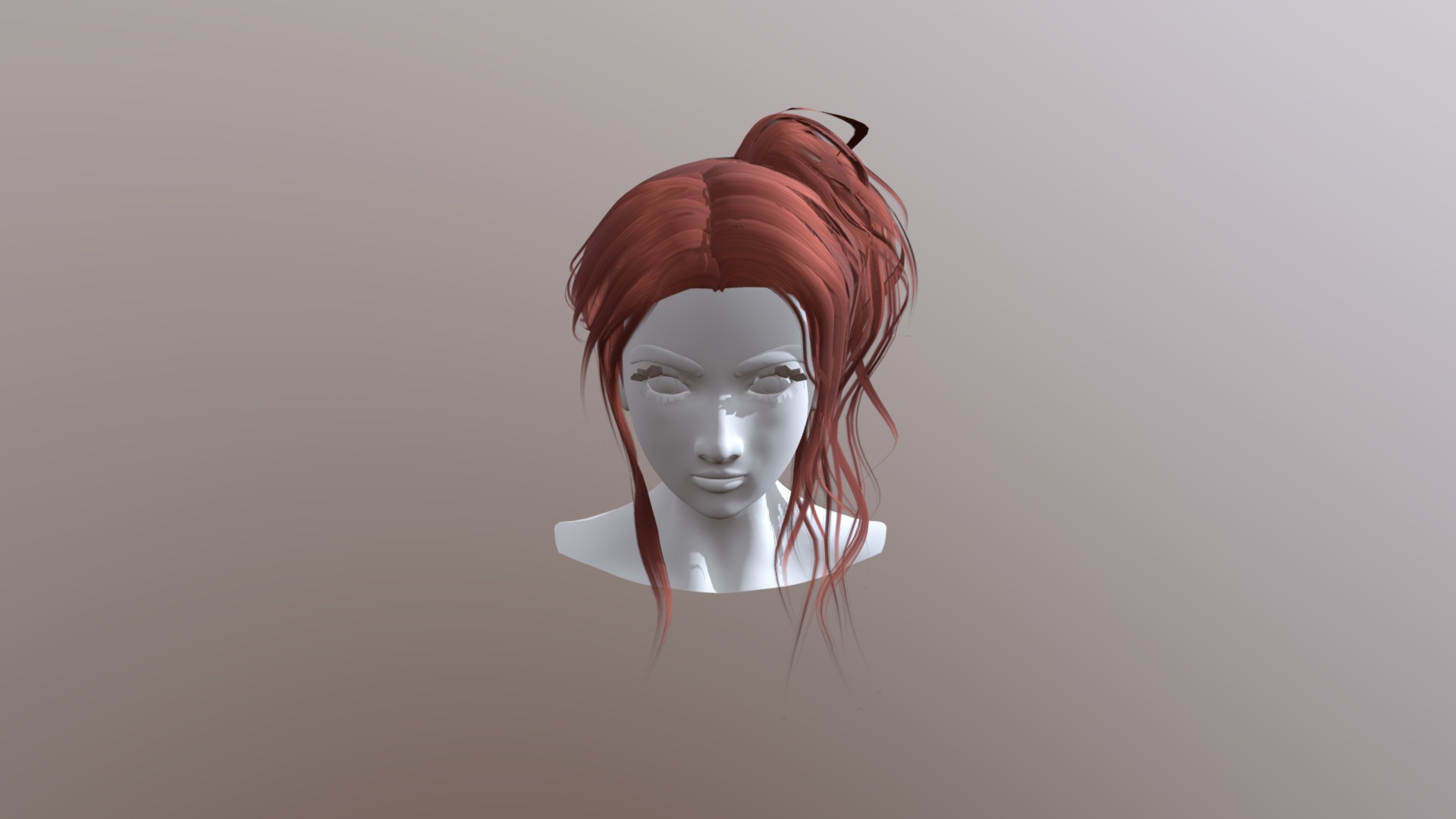 3D model Pocolov Hair 04 - This is a 3D model of the Pocolov Hair 04. The 3D model is about a woman's head with red hair.