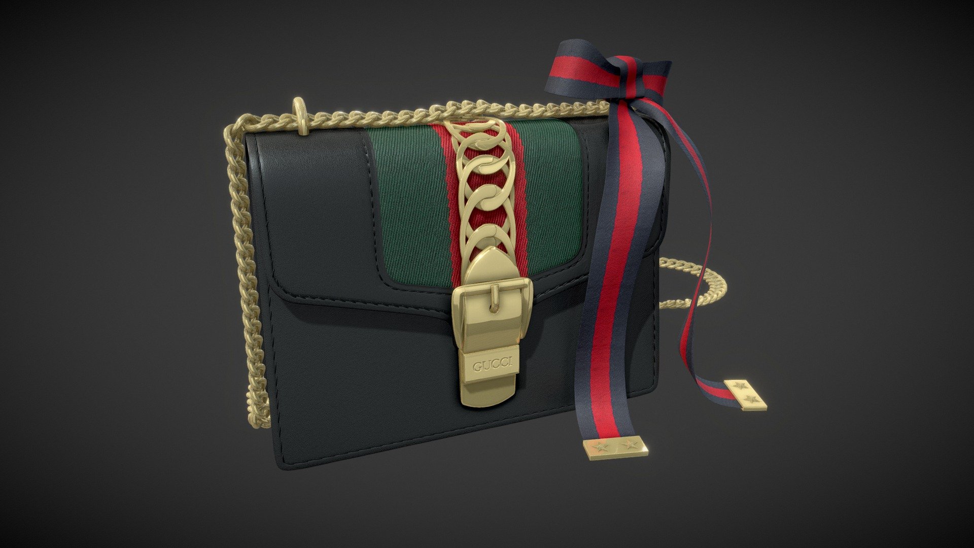 3D model Gucci Ophidia GG Black medium travel duffle bag VR / AR