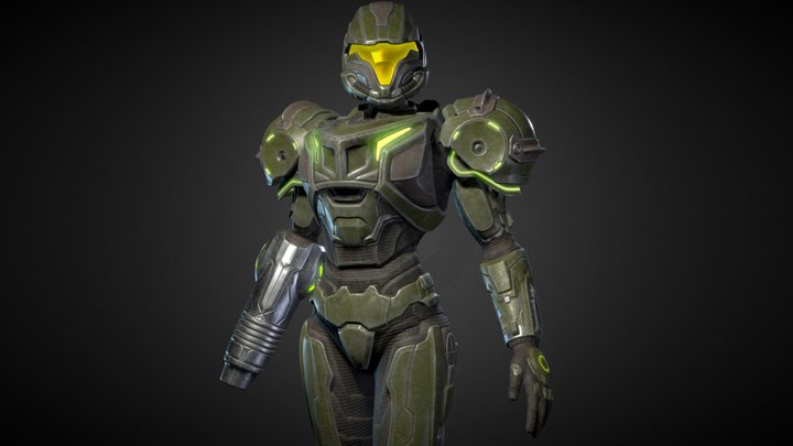 Spartan Samus Forest Green 3D Model