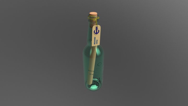Bottle with scroll inside 3D Model