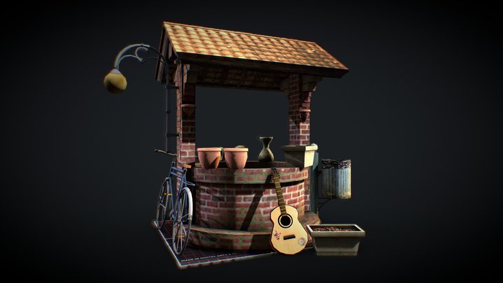 Qweek - 5 Props Cityscene 3D Model