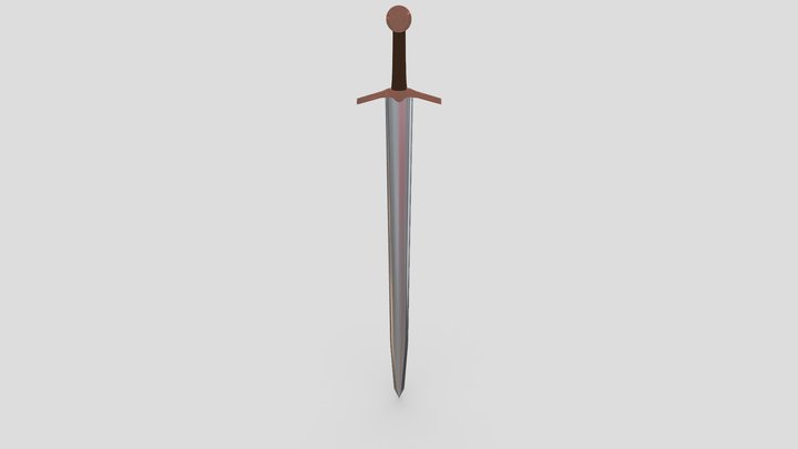 Medieval Damascus and Copper plated sword 3D Model