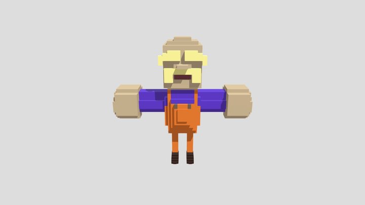 Bald Pixelated Man 3D Model