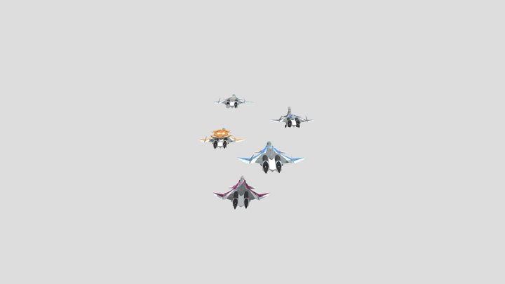 Macross Delta VF-31 Siegfrieds Squad Fly-by 3D Model