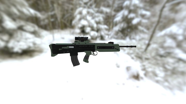 Sa80 A2 with Integrated Rail  3D Model