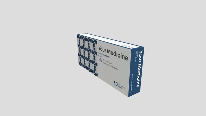 Pharmaceutical tablet box packaging design 3D Model