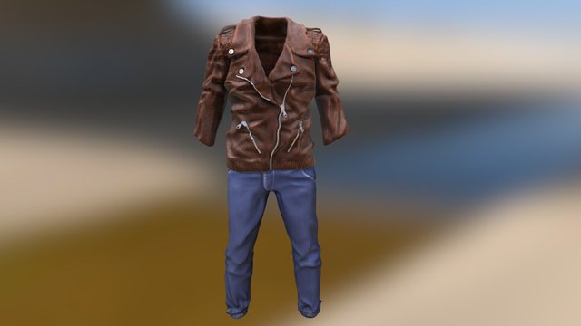 Biker Jacket and Jean Pants 3D Model
