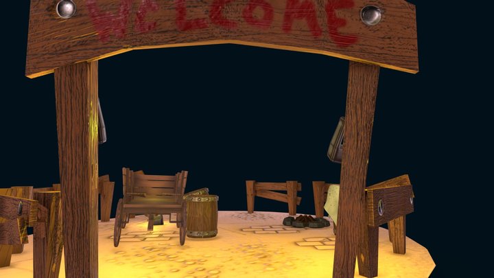 Stylized Diorama LowPoly 3D Model