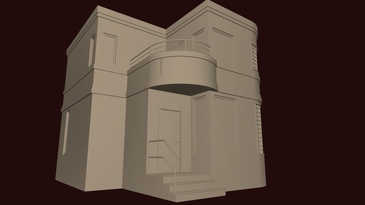 Bauhaus Style House 3D Model
