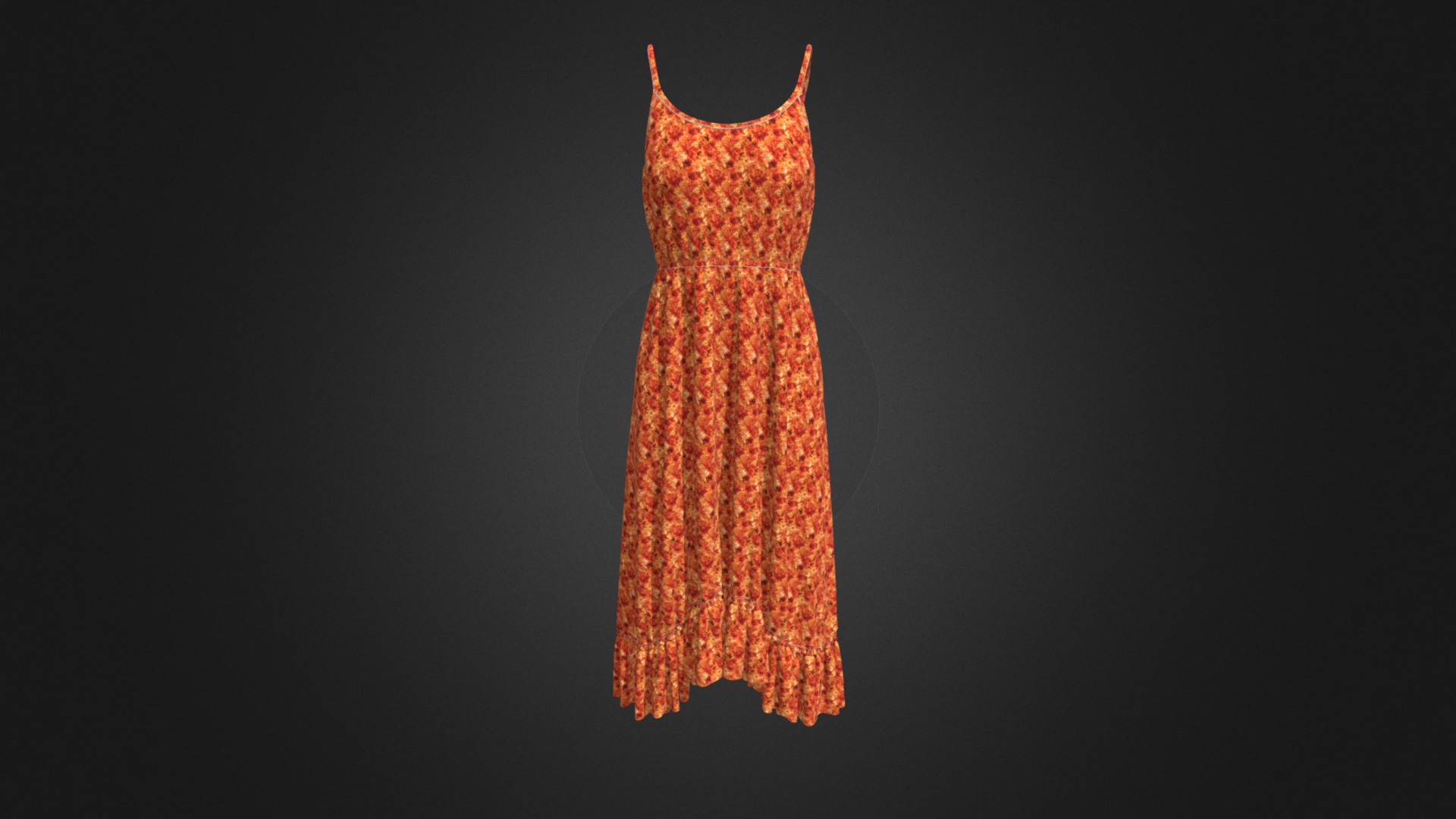 3D model Ruffle dress - This is a 3D model of the Ruffle dress. The 3D model is about a red leaf on a black background.