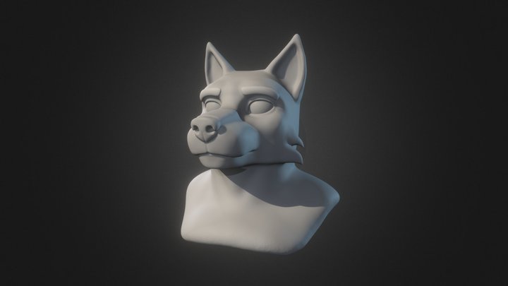Anthro Wolf Bust 3D Model