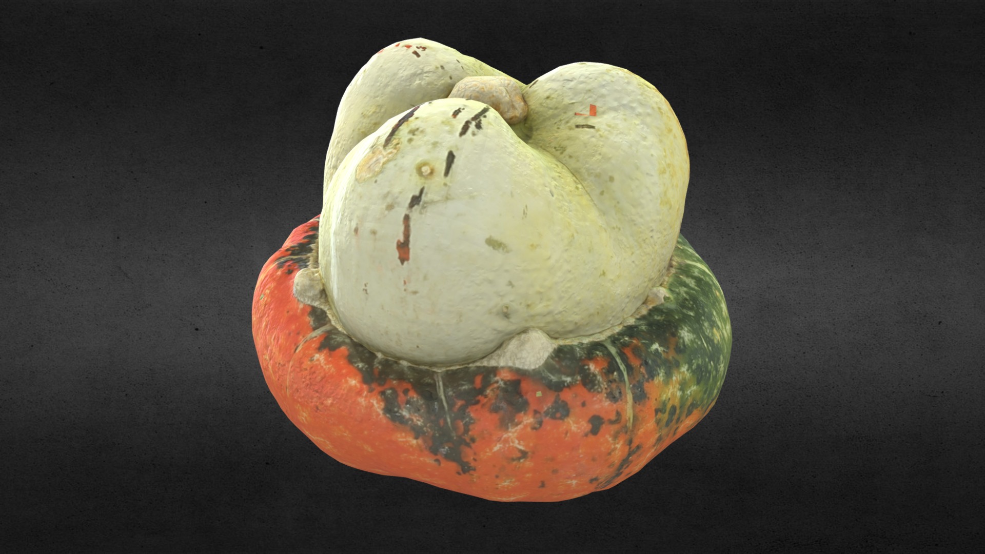 3D model Food pumpkin bischof cap - This is a 3D model of the Food pumpkin bischof cap. The 3D model is about a fruit with a face on it.