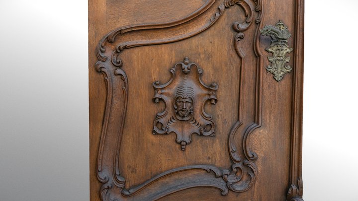 Ornate door with handle 3D Model