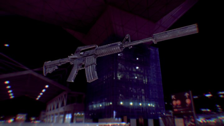 Grungy M4A1 Carbine - Painted/Generated Texture 3D Model