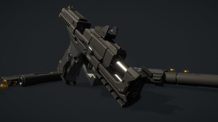 Tactical Handgun - Model A5 "Malestorm" 3D Model