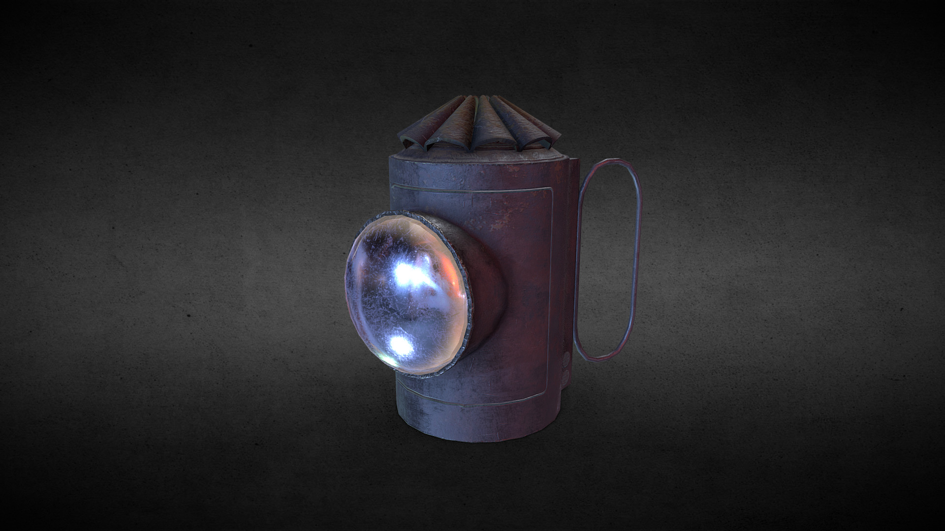 3D model Police Search Lamp - This is a 3D model of the Police Search Lamp. The 3D model is about a silver can with a blue light.
