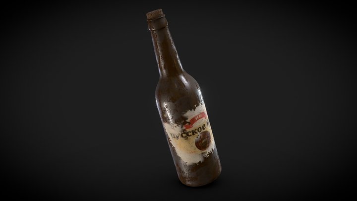 Dusty Beer Bottle 3D Model