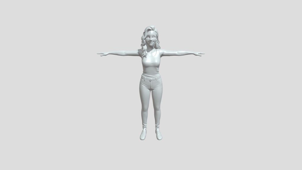 Stylized 3D female character in T-pose