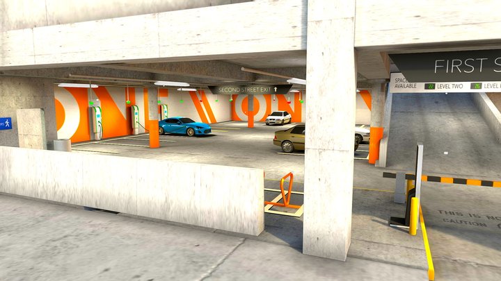 Parking Lot- Blender Baked Lighting GLTF, AR/VR 3D Model