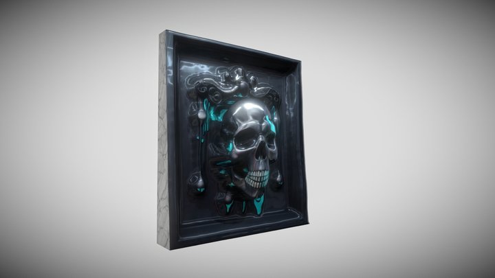 Skull And Water Relief 3D Model