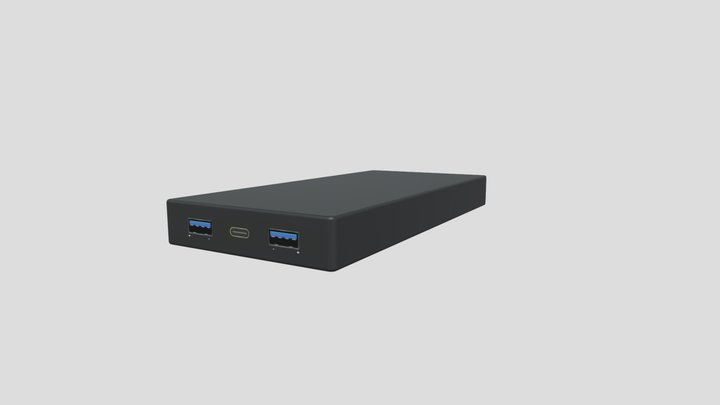 Low Poly 3D Model of Small Black Powerbank