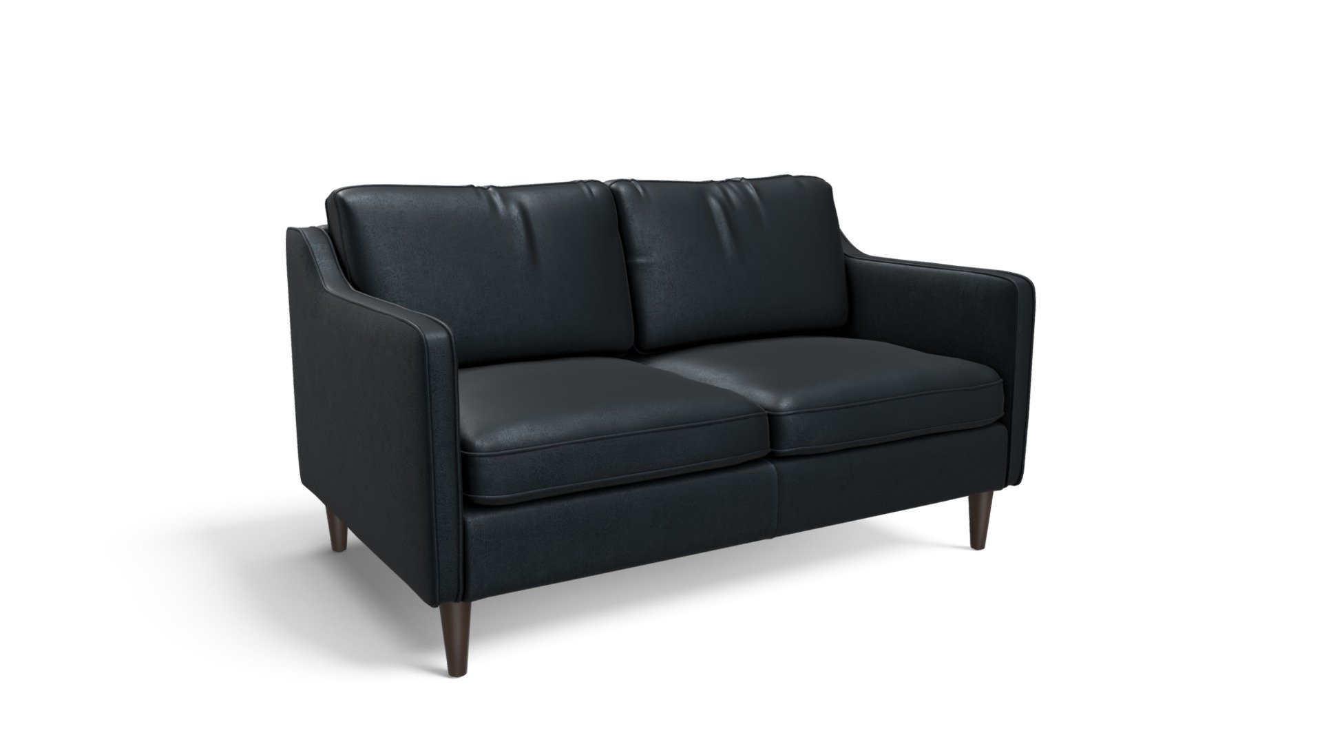 Walken 2 Seater Sofa, Black Premium Leather