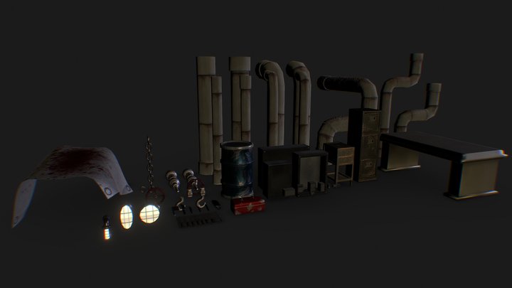 Industrial Warehouse Prop Set 3D Model
