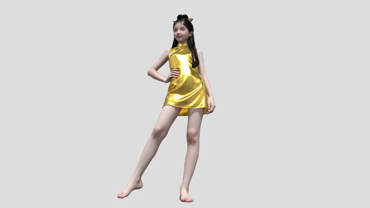 金色旗袍 3D Model