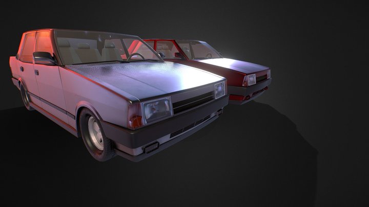 90's Old Car, Doğan / PBR / Game Ready 3D Model