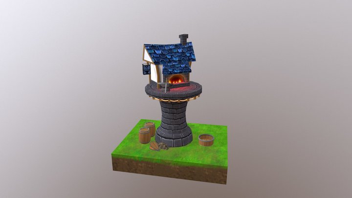 Hand Painted Tower 3D Model
