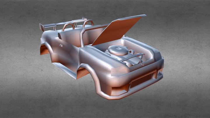 Simple Car - Model A 100 Sport - Engine Anim. 3D Model